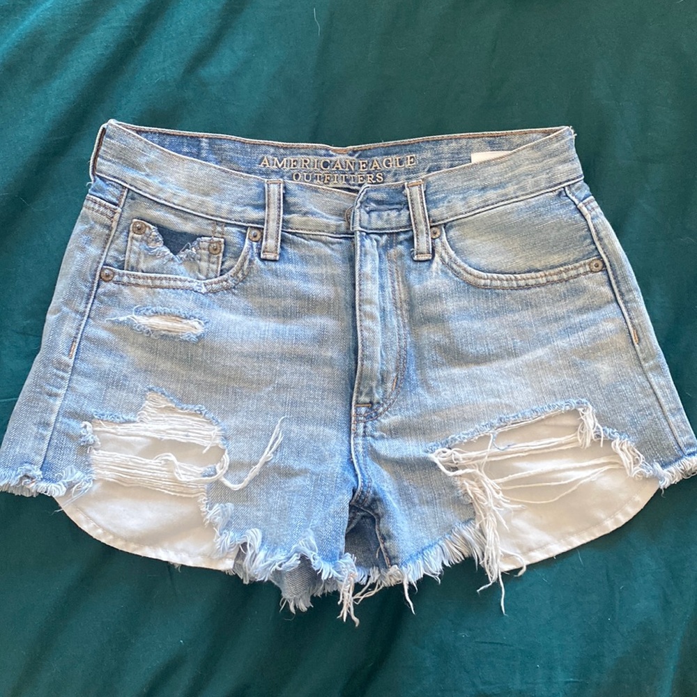 American Eagle Festival Vintage High Rise Denim Jean Cutoff Shorts sz 2 EUC